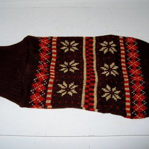MAXWEAR WARM DOG SWEATER Size M 100% Acrylic Brown, Orange & White MADE WELL E